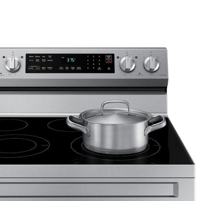 Samsung 30-in Glass Top 5 burners 6.3-cu ft Air Fry Electric Range Fingerprint Resistant