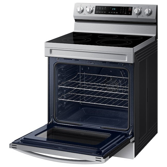 Samsung 30-in Glass Top 5 burners 6.3-cu ft Air Fry Electric Range Fingerprint Resistant