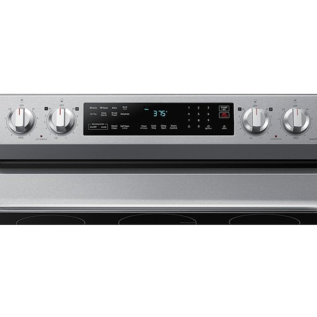 Samsung 30-in Glass Top 5 burners 6.3-cu ft Air Fry Electric Range Fingerprint Resistant