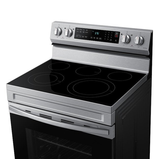 Samsung 30-in Glass Top 5 burners 6.3-cu ft Air Fry Electric Range Fingerprint Resistant