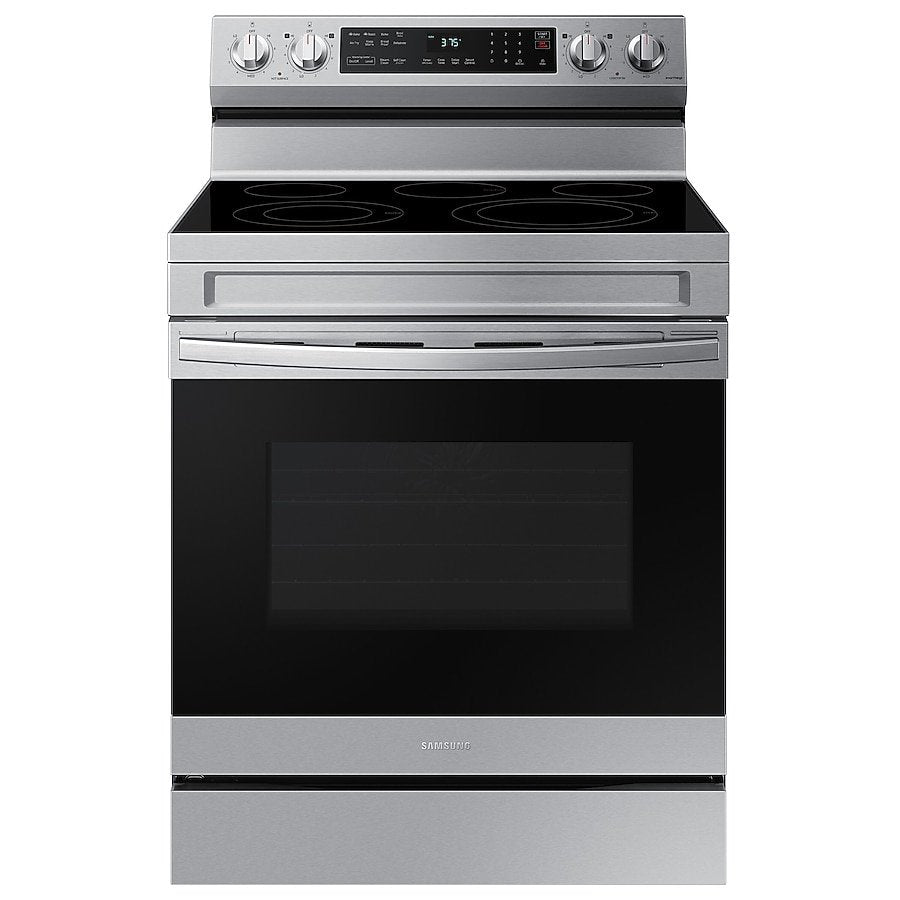 Samsung 30-in Glass Top 5 burners 6.3-cu ft Air Fry Electric Range Fingerprint Resistant
