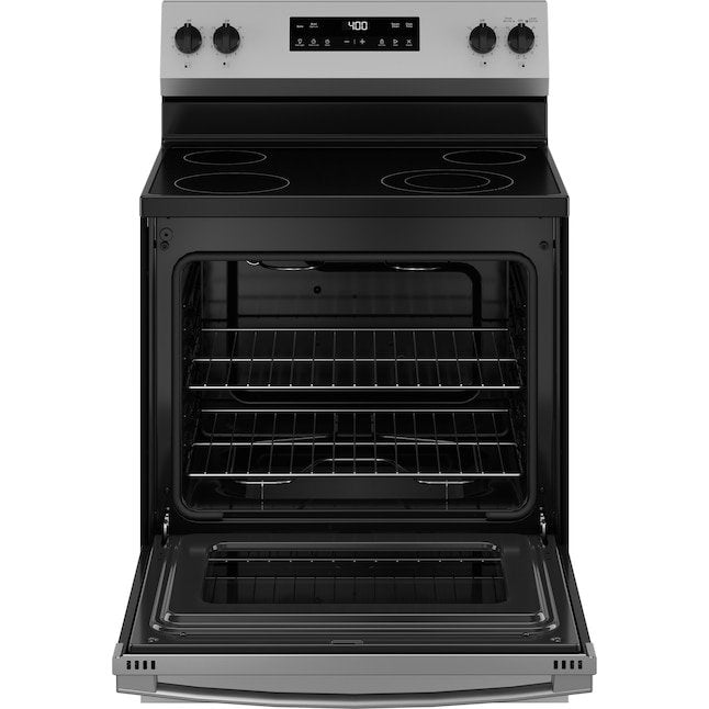 GE 30-in Glass Top 4 burners 5.3-cu ft Freestanding Electric Range Stainless Steel