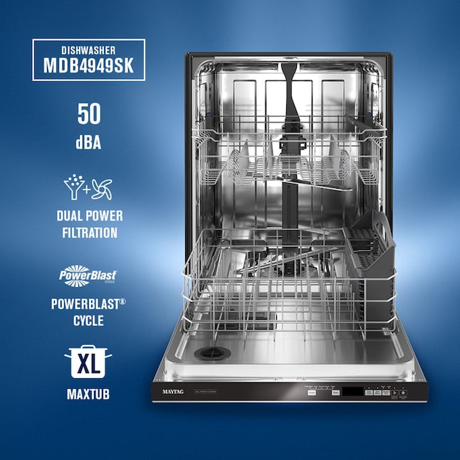 Maytag 24 in. Front-Control Dishwasher with Dual Power Filtration - MDB4949SKZ