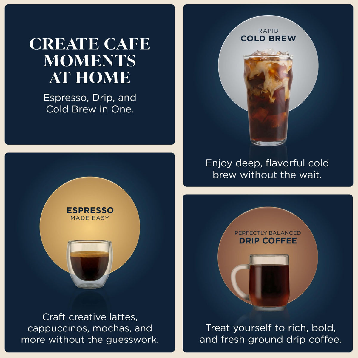 Luxe Café Premier Espresso & Rapid Cold Brew, Gunmetal, ES601GM