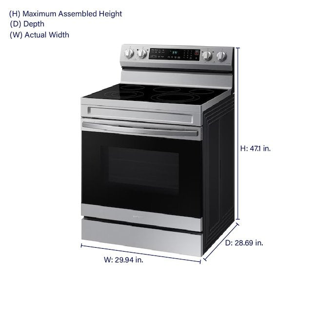Samsung 30-in Glass Top 5 burners 6.3-cu ft Air Fry Electric Range Fingerprint Resistant