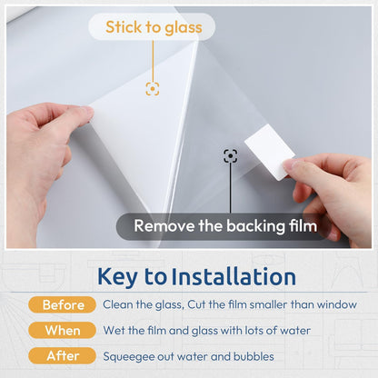 rabbitgoo Frosted Glass Window Privacy Film, No Glue, White, 17.5" x 78.7"