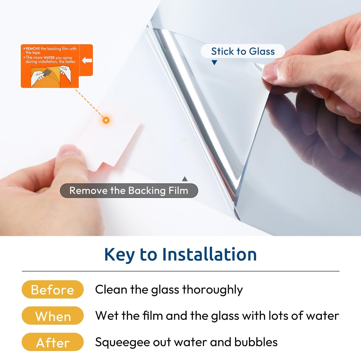 rabbitgoo Window Privacy Film One Way, 17.5" x 78.7", Silver