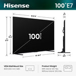 100" E7 Cinema Series Hi-QLED Mini-LED 4K UHD Smart Fire TV (100E7SF, 2026 NEW) - Native 144Hz, AI Picture, Dolby Vision IQ · Atmos, FALD, HDR10+ Adaptive, MEMC, Alexa+