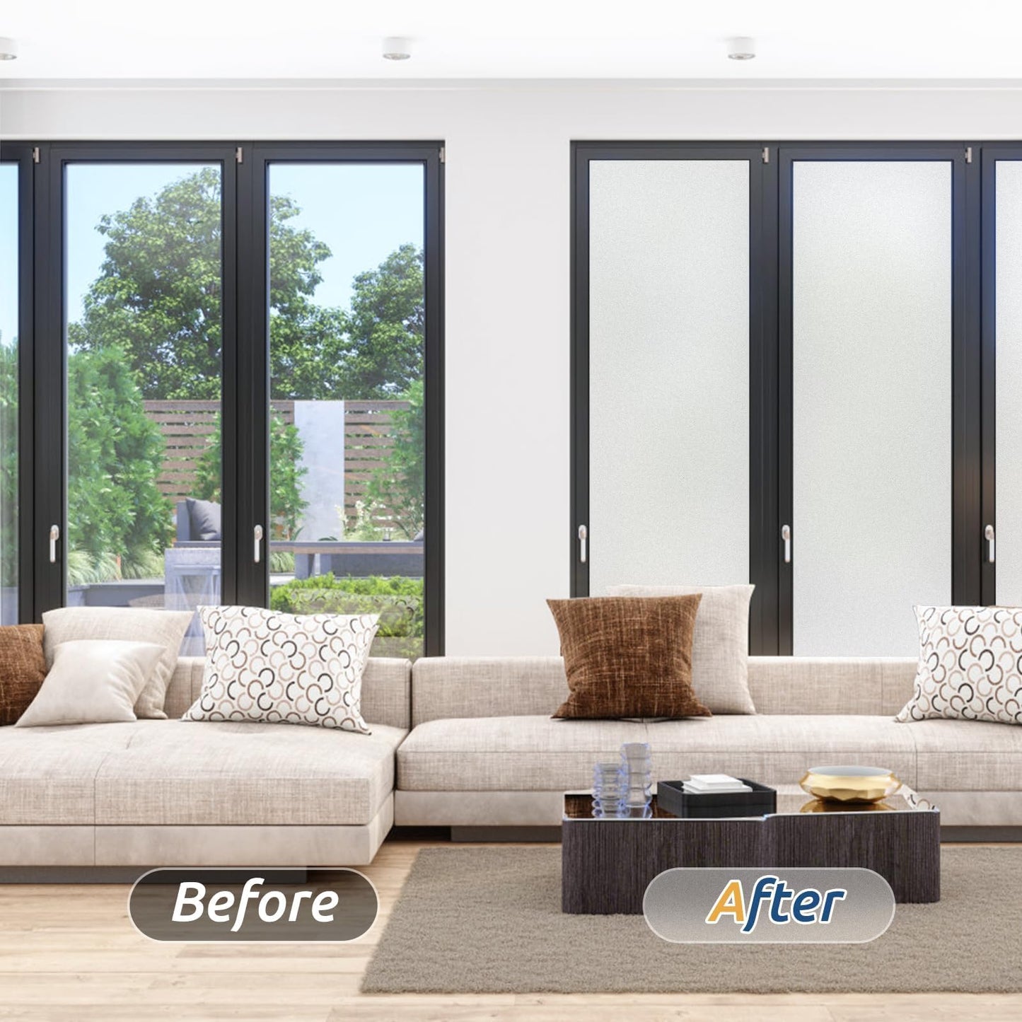 rabbitgoo Frosted Glass Window Privacy Film, Static Cling, 17.5" x 78.7"