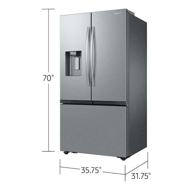 Bespoke AI 26 cu. ft. Counter-Depth 3-Door French Door Refrigerator with Sphere Ice - RF70F27SER