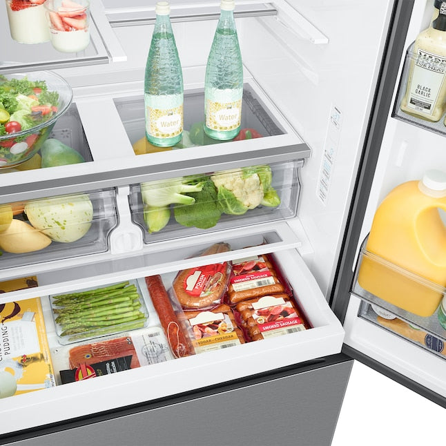 Bespoke AI 26 cu. ft. Counter-Depth 3-Door French Door Refrigerator with Sphere Ice - RF70F27SER