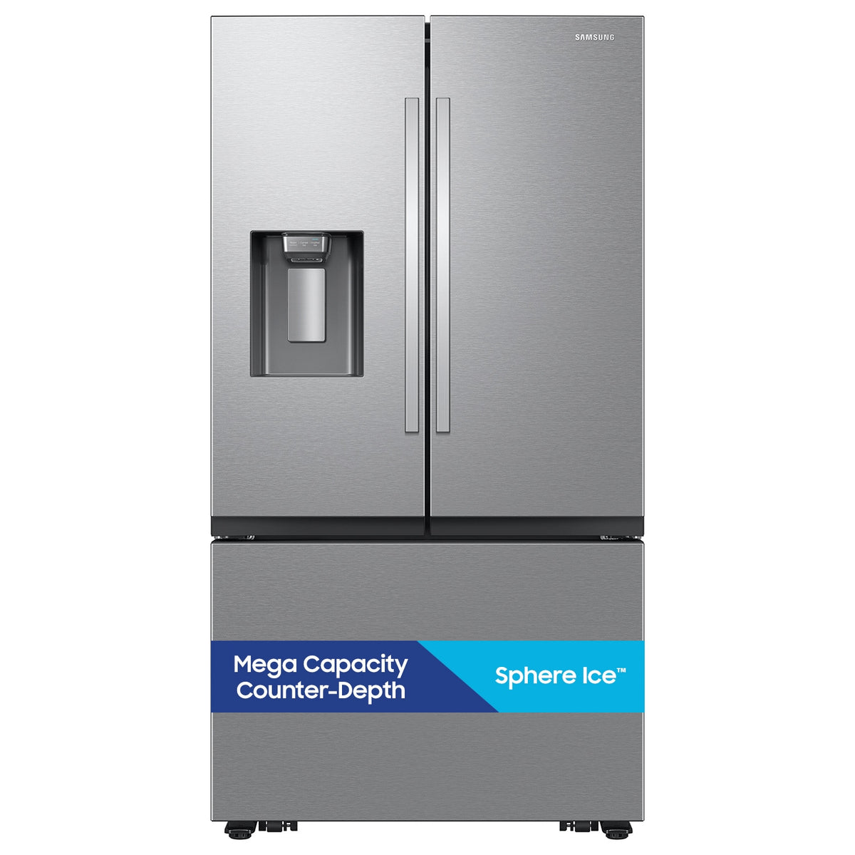 Bespoke AI 26 cu. ft. Counter-Depth 3-Door French Door Refrigerator with Sphere Ice - RF70F27SER