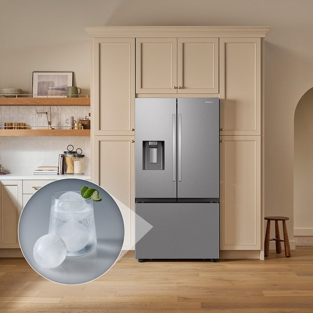 Bespoke AI 26 cu. ft. Counter-Depth 3-Door French Door Refrigerator with Sphere Ice - RF70F27SER
