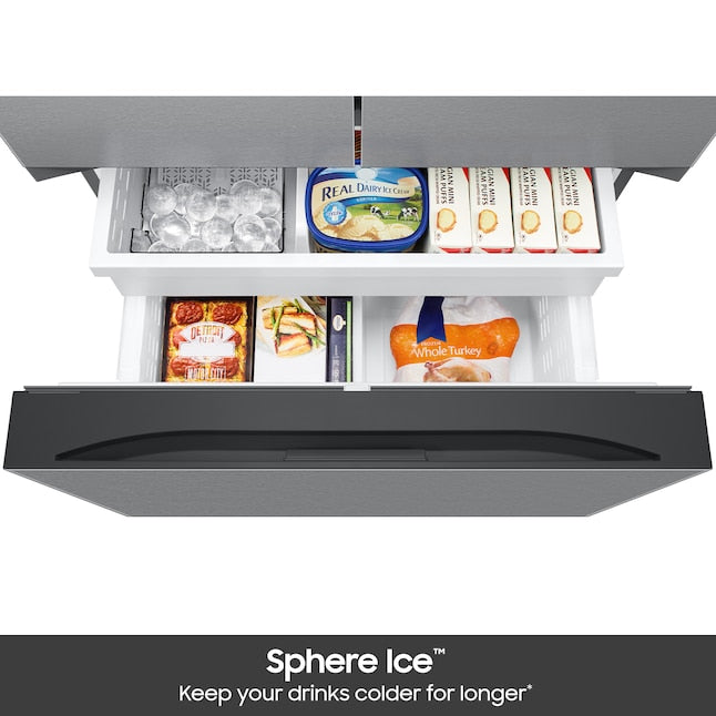 Bespoke AI 26 cu. ft. Counter-Depth 3-Door French Door Refrigerator with Sphere Ice - RF70F27SER
