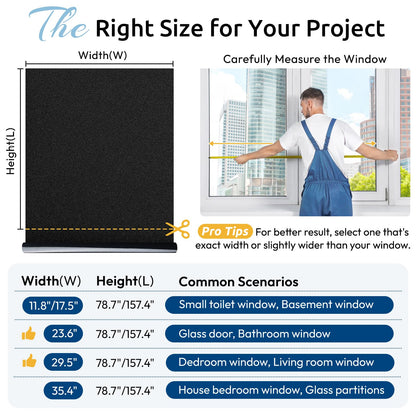 rabbitgoo Blackout Window Film Room Darkening Light Blocking 17.5" x 78.7"