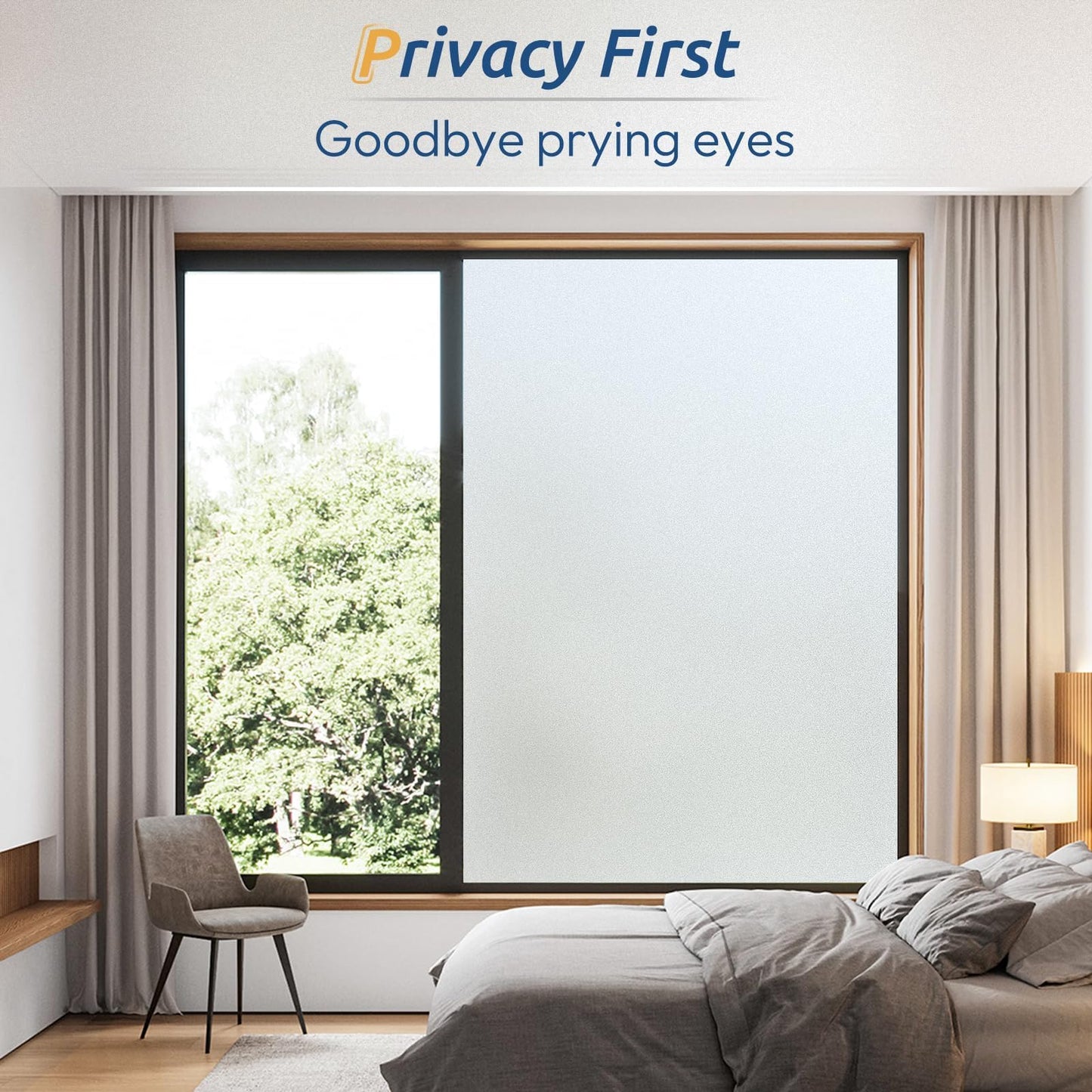 rabbitgoo Frosted Glass Window Privacy Film, Static Cling, 17.5" x 78.7"