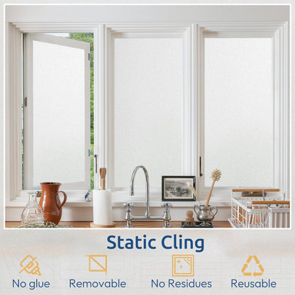 rabbitgoo Frosted Glass Window Privacy Film, No Glue, White, 17.5" x 78.7"