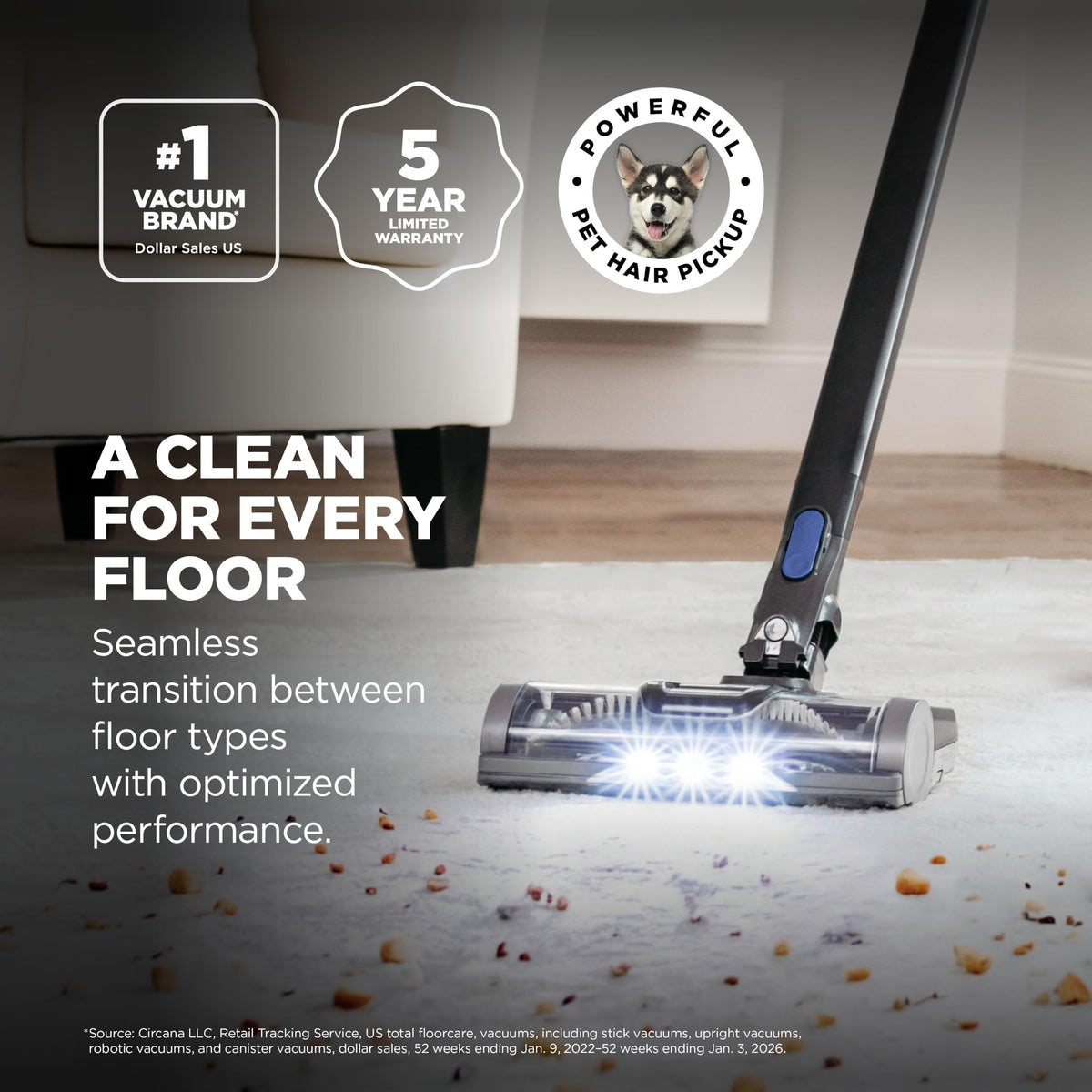 Pet Cordless Stick Vacuum, 40-Min Runtime, Lightweight, Grey, IX141