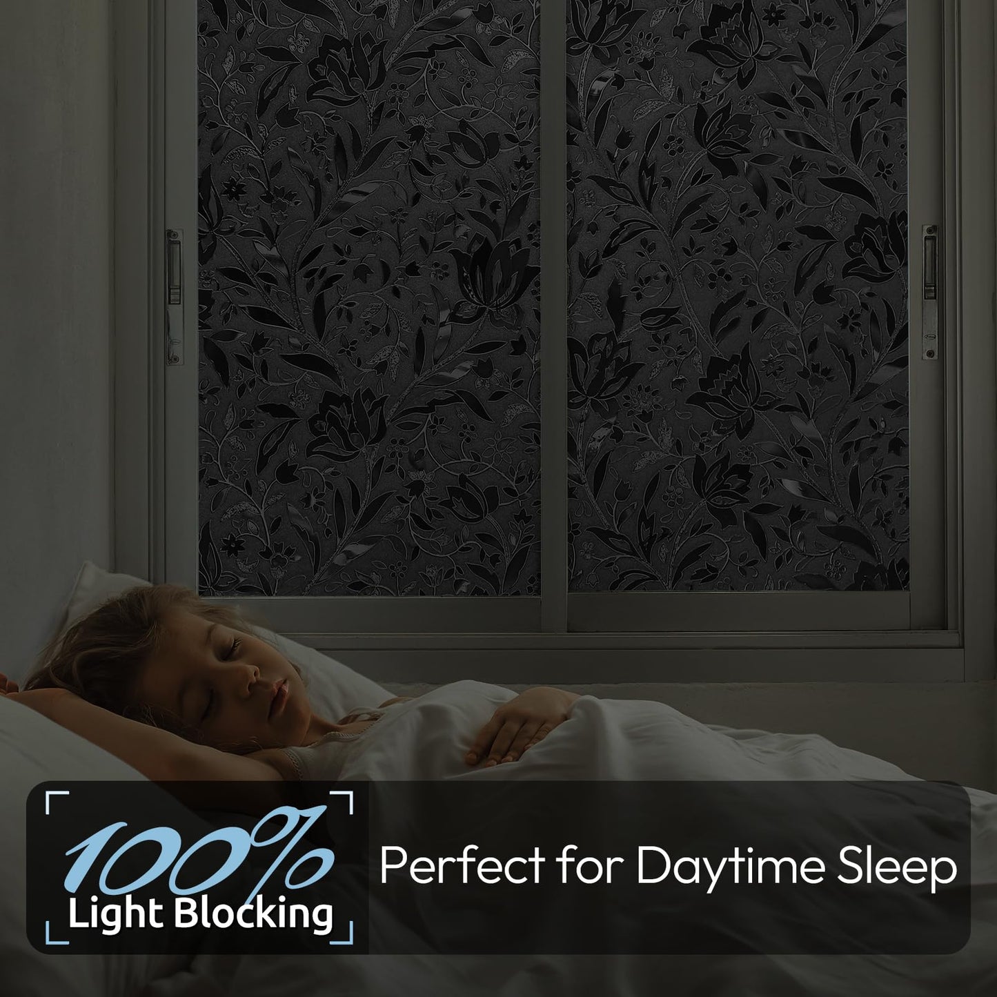 rabbitgoo Total Blackout Window Film, Black Privacy Cling, 17.5" x 78.7"