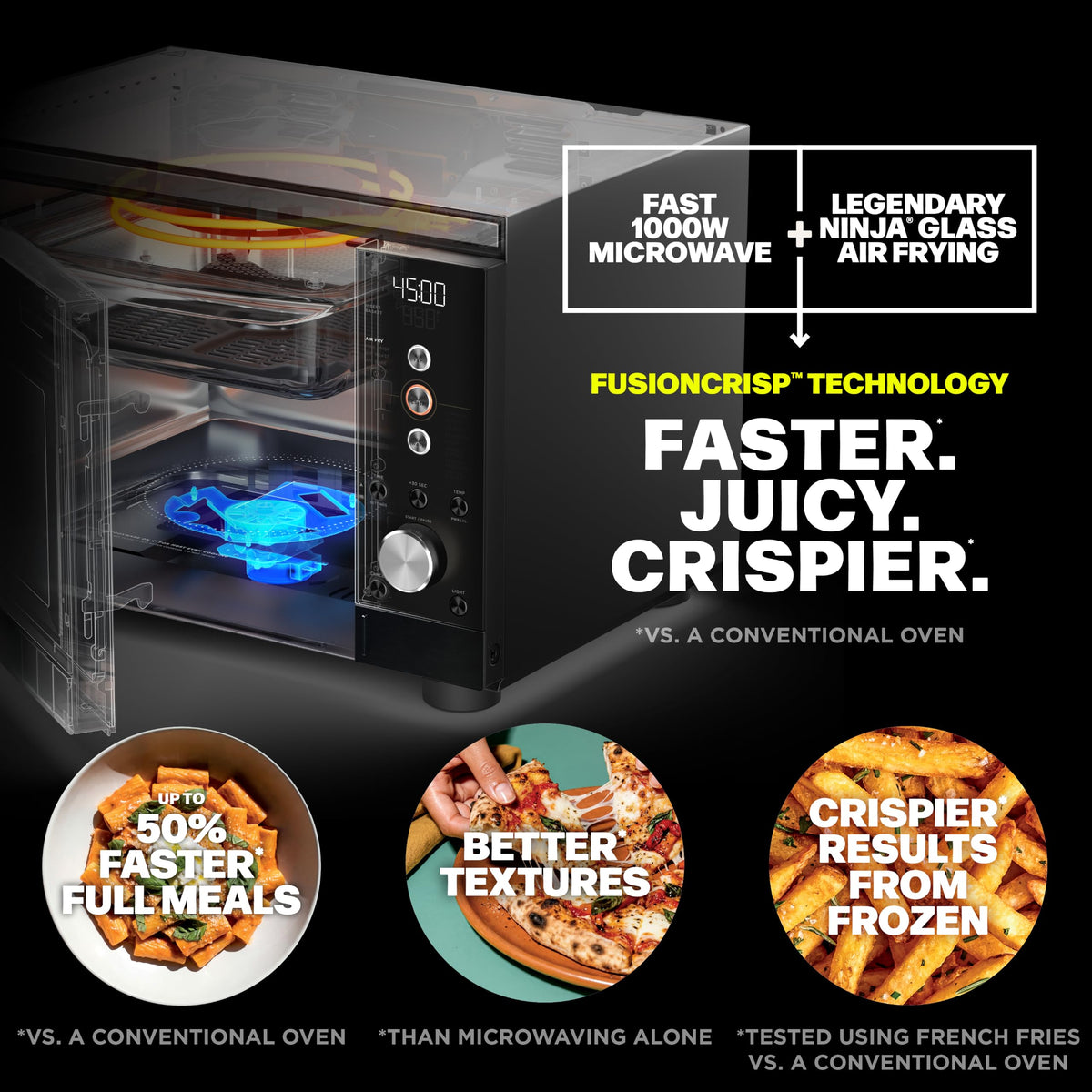 MW101BK1 Crispi Microwave and Air Fryer with FusionCrisp, 0.9 Cu Ft, Black
