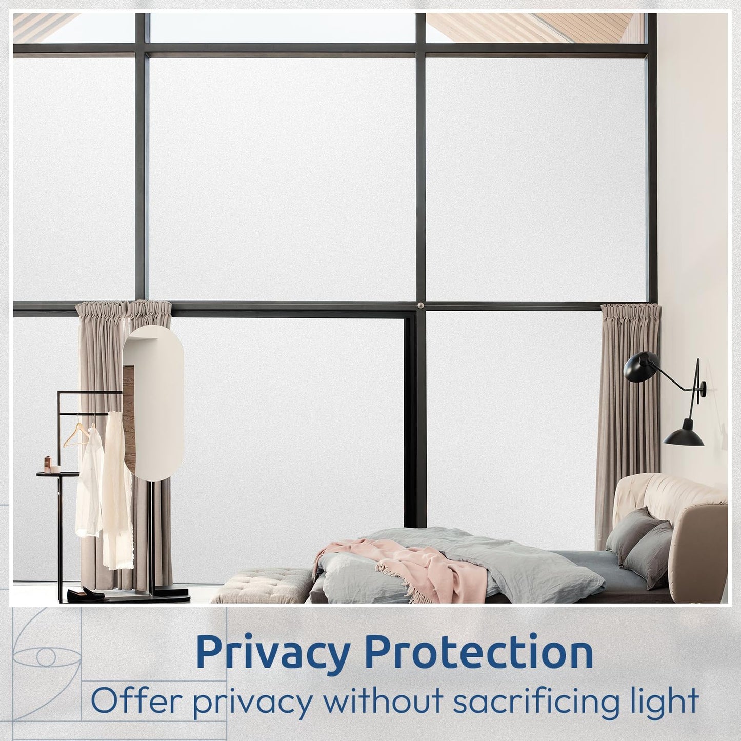 rabbitgoo Frosted Glass Window Privacy Film, No Glue, White, 17.5" x 78.7"
