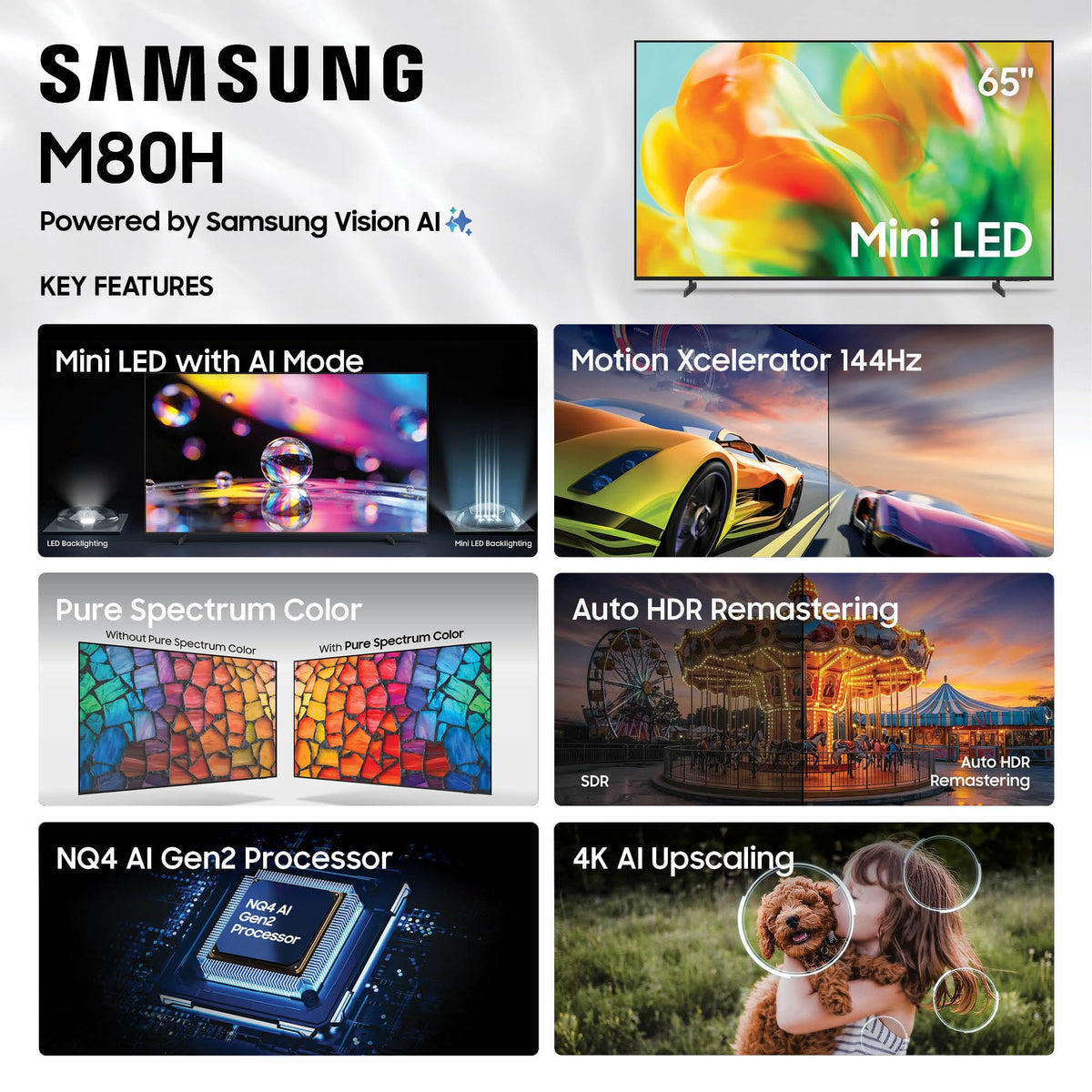 65-Inch Class M80H Series, Mini LED, 4K, Smart TV, 2026 Model