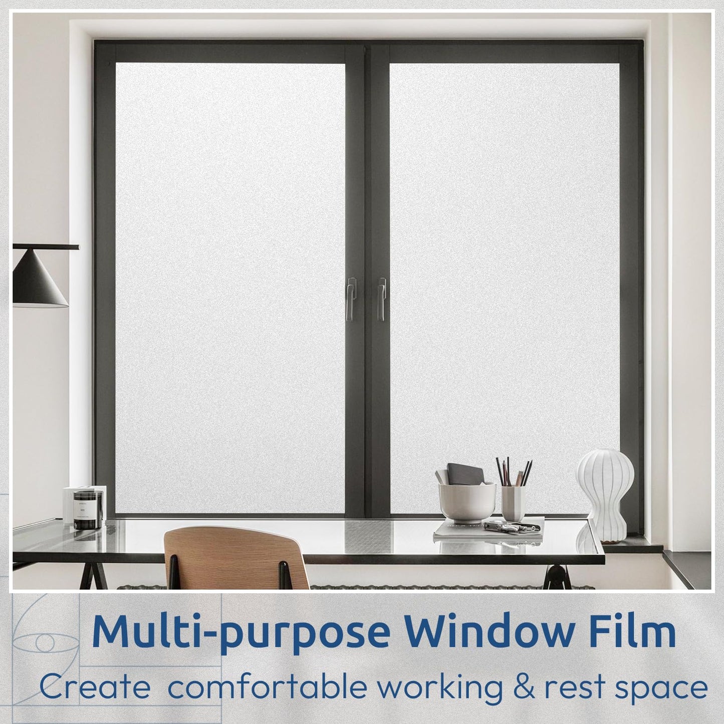 rabbitgoo Frosted Glass Window Privacy Film, No Glue, White, 17.5" x 78.7"