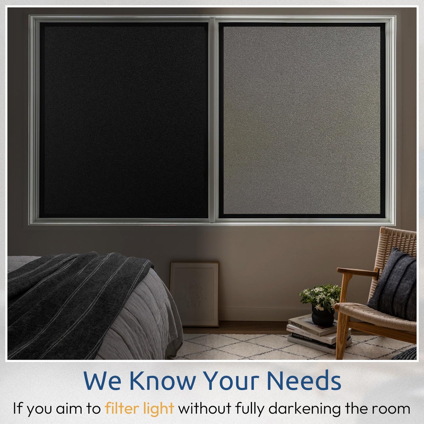 rabbitgoo Static Cling Privacy Film for Glass Windows, Taupe 17.5" x 78.7"