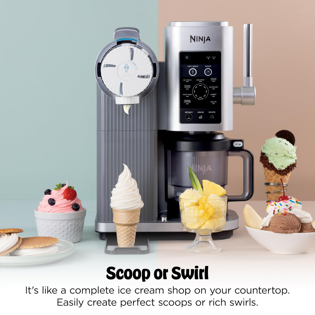Creami Scoop & Swirl 13-in-1 Ice Cream and Soft Serve Maker, NC701