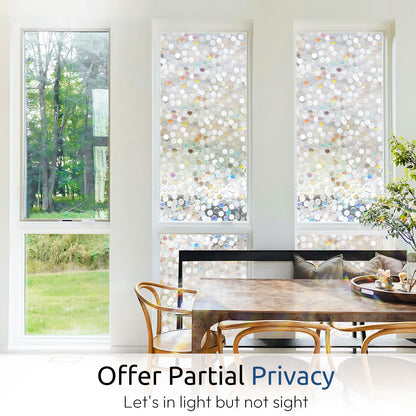 rabbitgoo Window Privacy Film, Rainbow Stained Glass Cling, 17.5" x 78.7"