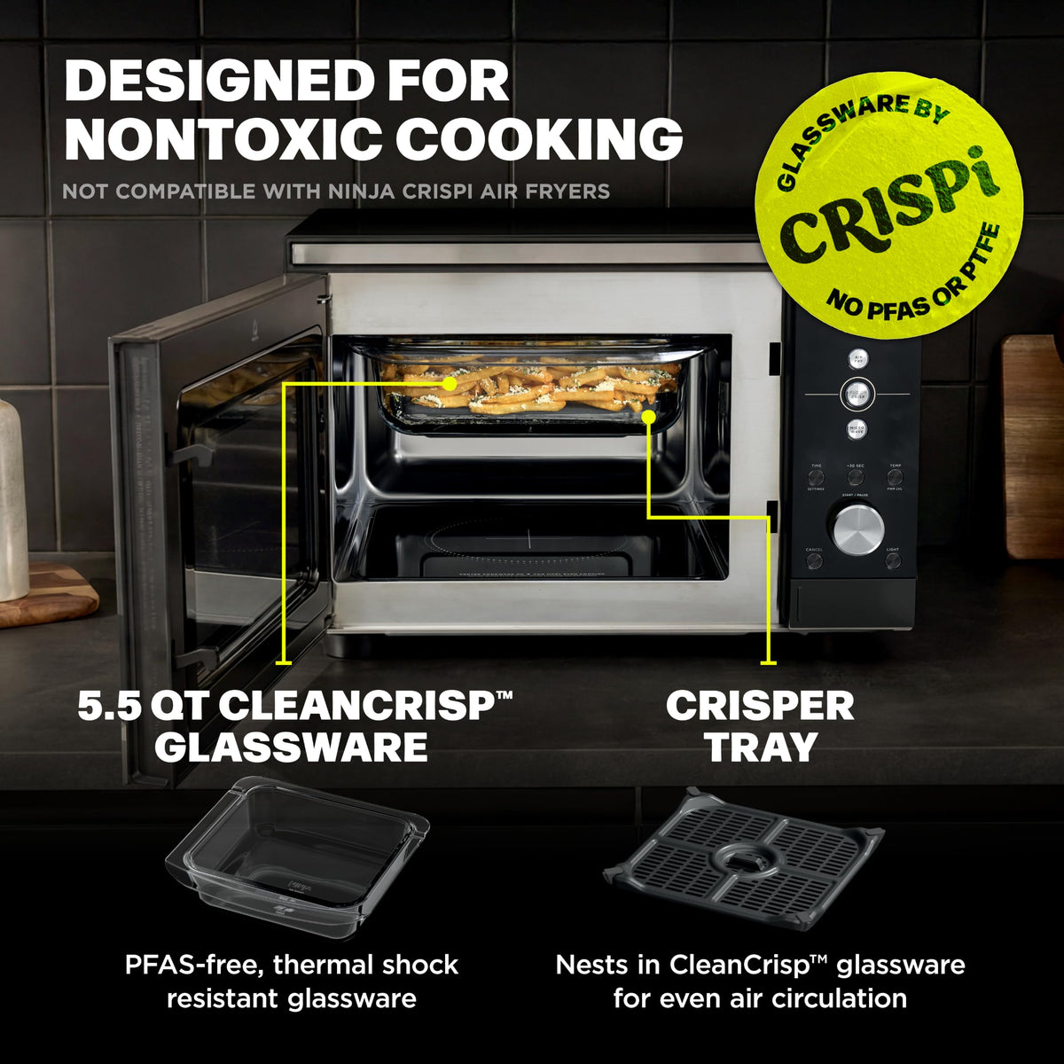 MW101BK1 Crispi Microwave and Air Fryer with FusionCrisp, 0.9 Cu Ft, Black