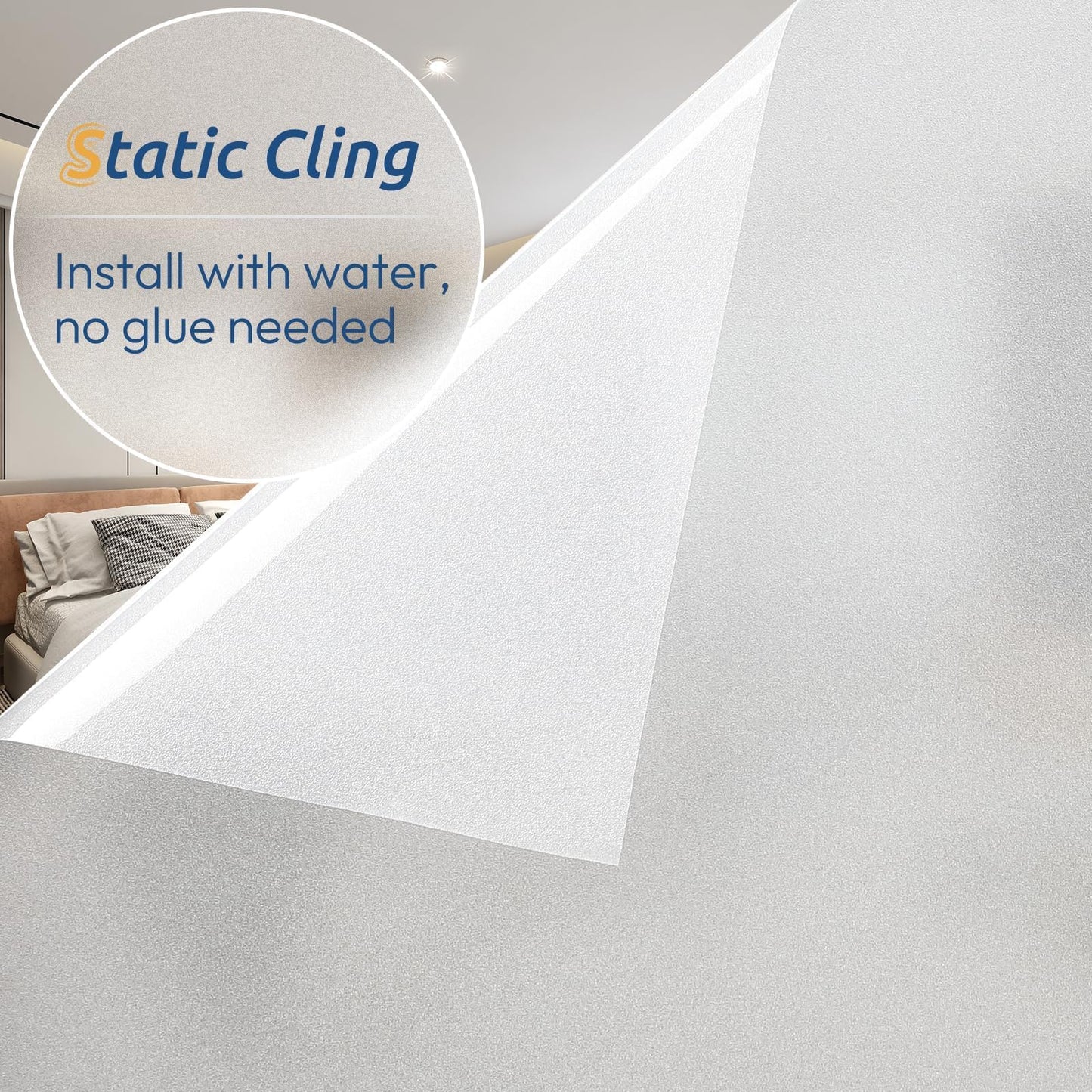 rabbitgoo Frosted Glass Window Privacy Film, Static Cling, 17.5" x 78.7"