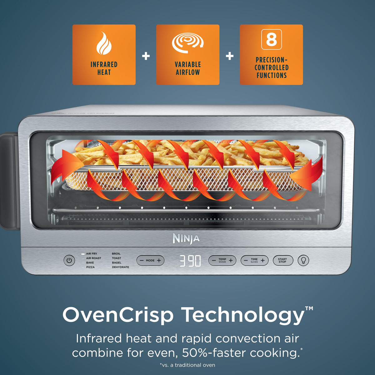 Ninja Flip Toaster Oven & Air Fryer, 8-in-1, Stainless Steel, SP151