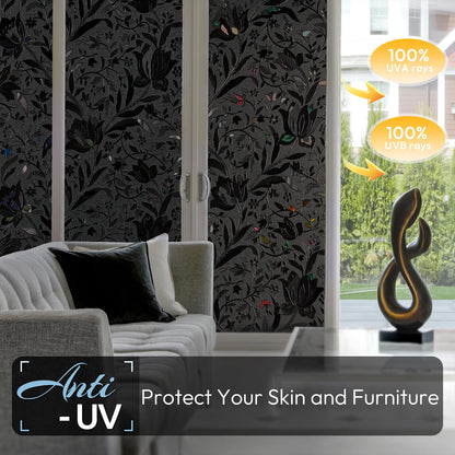 rabbitgoo Total Blackout Window Film, Black Privacy Cling, 17.5" x 78.7"