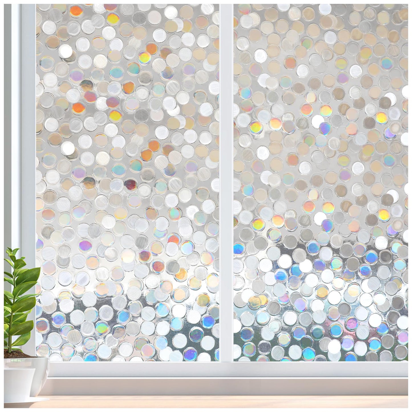 rabbitgoo Window Privacy Film, Rainbow Stained Glass Cling, 17.5" x 78.7"