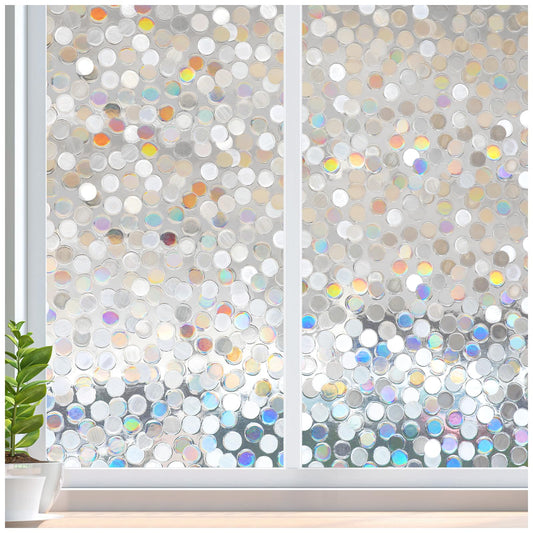 rabbitgoo Window Privacy Film, Rainbow Stained Glass Cling, 17.5" x 78.7"