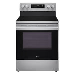 LG 30-in Glass Top 4 burners 6.3-cu ft Air Fry Convection Oven Freestanding Electric Range