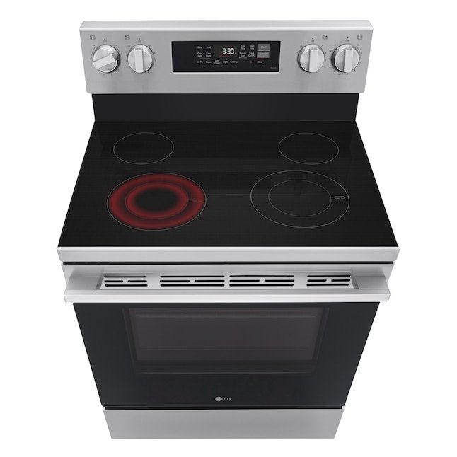 LG 30-in Glass Top 4 burners 6.3-cu ft Air Fry Convection Oven Freestanding Electric Range