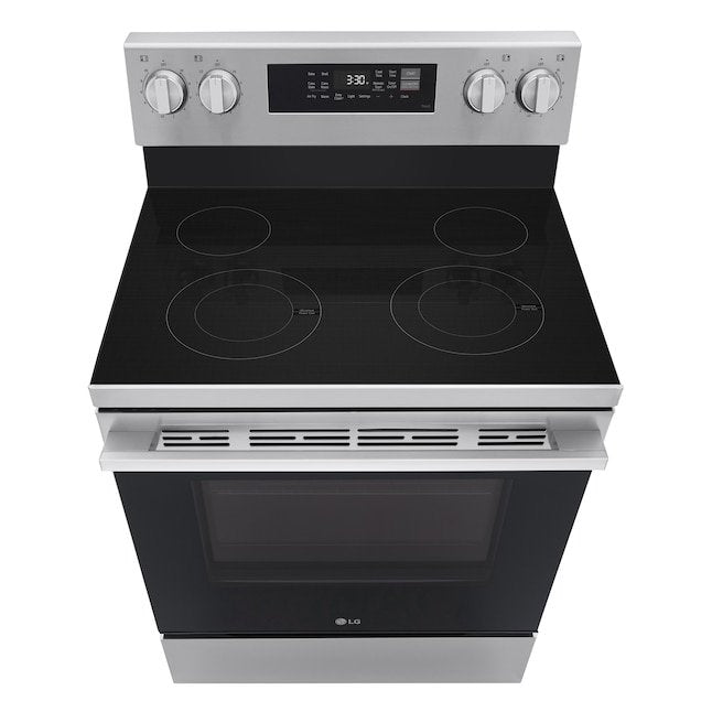 LG 30-in Glass Top 4 burners 6.3-cu ft Air Fry Convection Oven Freestanding Electric Range