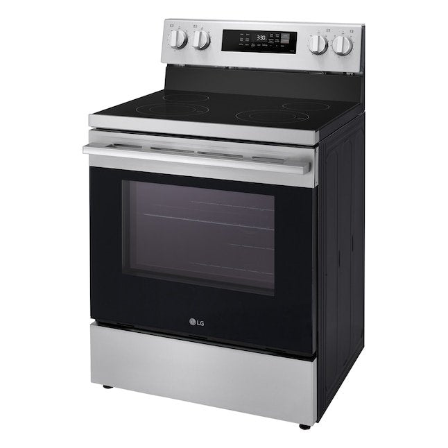 LG 30-in Glass Top 4 burners 6.3-cu ft Air Fry Convection Oven Freestanding Electric Range