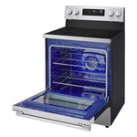 LG 30-in Glass Top 4 burners 6.3-cu ft Air Fry Convection Oven Freestanding Electric Range