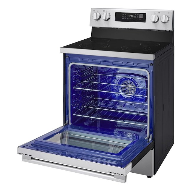 LG 30-in Glass Top 4 burners 6.3-cu ft Air Fry Convection Oven Freestanding Electric Range