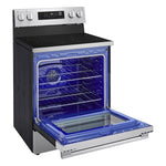 LG 30-in Glass Top 4 burners 6.3-cu ft Air Fry Convection Oven Freestanding Electric Range