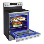 LG 30-in Glass Top 4 burners 6.3-cu ft Air Fry Convection Oven Freestanding Electric Range