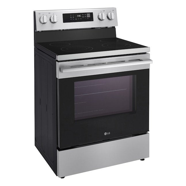 LG 30-in Glass Top 4 burners 6.3-cu ft Air Fry Convection Oven Freestanding Electric Range