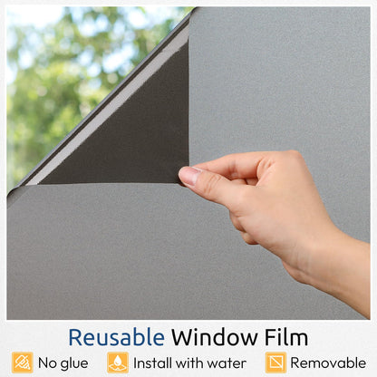 rabbitgoo Static Cling Privacy Film for Glass Windows, Taupe 17.5" x 78.7"