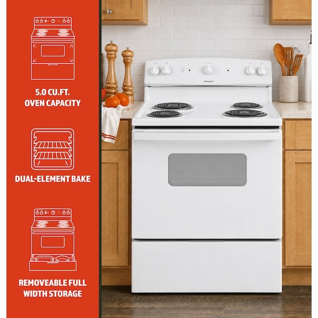 Hotpoint 30-in 4 burners 5.0-cu ft Freestanding Electric Range White