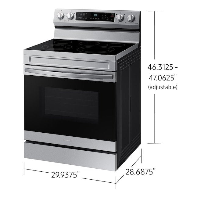 Samsung 30-in Glass Top 5 burners 6.3-cu ft Air Fry Electric Range Fingerprint Resistant