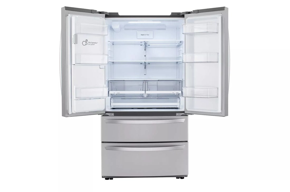 LG LRMXS2806S refrigerator with doors open