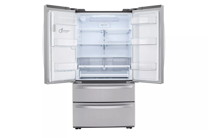 LG LRMXS2806S refrigerator with doors open